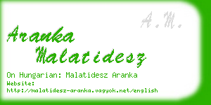 aranka malatidesz business card